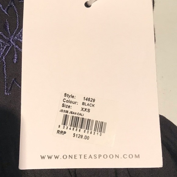 One Teaspoon Jesse Jean Cali Romper Black/Blue Bohemian Embroidered XXS - Picture 9 of 13